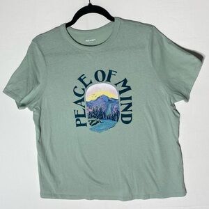 5/$25 Old Navy Mint Green Crew Neck Peace Of Mind Graphic Tee T Shirt L